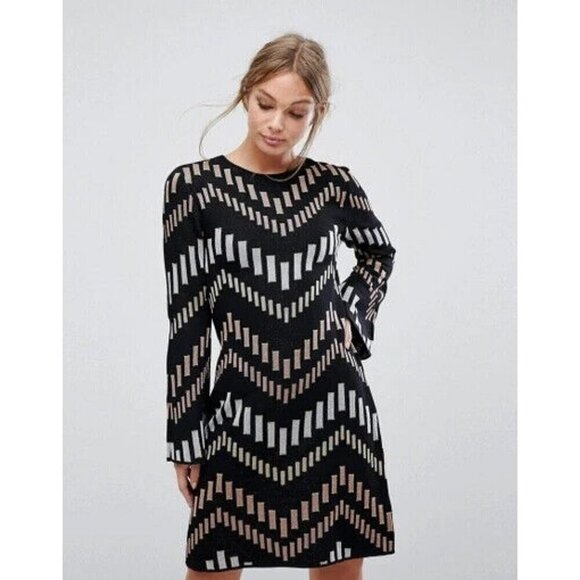 BNWT Ted Baker London Knitted Swing Dress With Metallic Cotton Reels - Picture 3 of 14